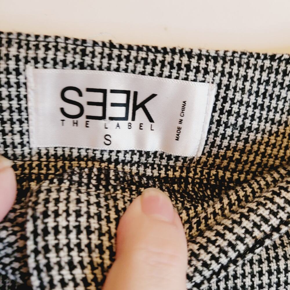 Seek the Label black and white houndstooth straight leg trouser pants Sm Preppy - Picture 3 of 12